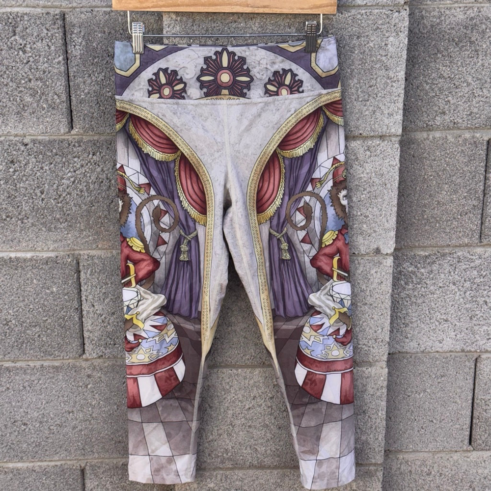 Eagle Rock WERKSHOP Leggings Gray Purple Monkey Print Size Large